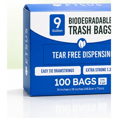 ETSUS 9 gallon biodegradable trash bag box